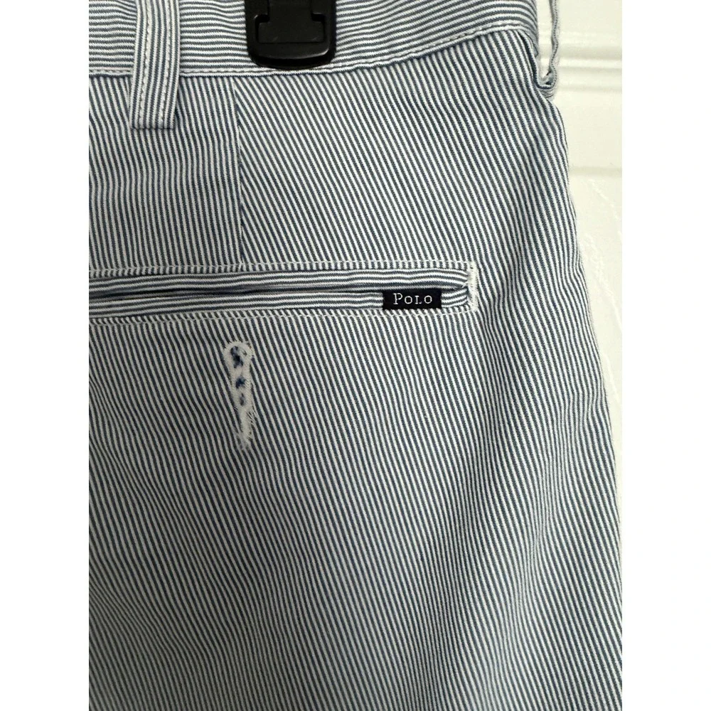 Polo Ralph‎ Lauren Men's 35x30 Slim Fit Chino Pants Blue White Pinstripe Preppy